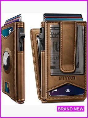 Slim RFID Blocking Wallet with Money Clip Pop-Up Card Case Magnetic Closure